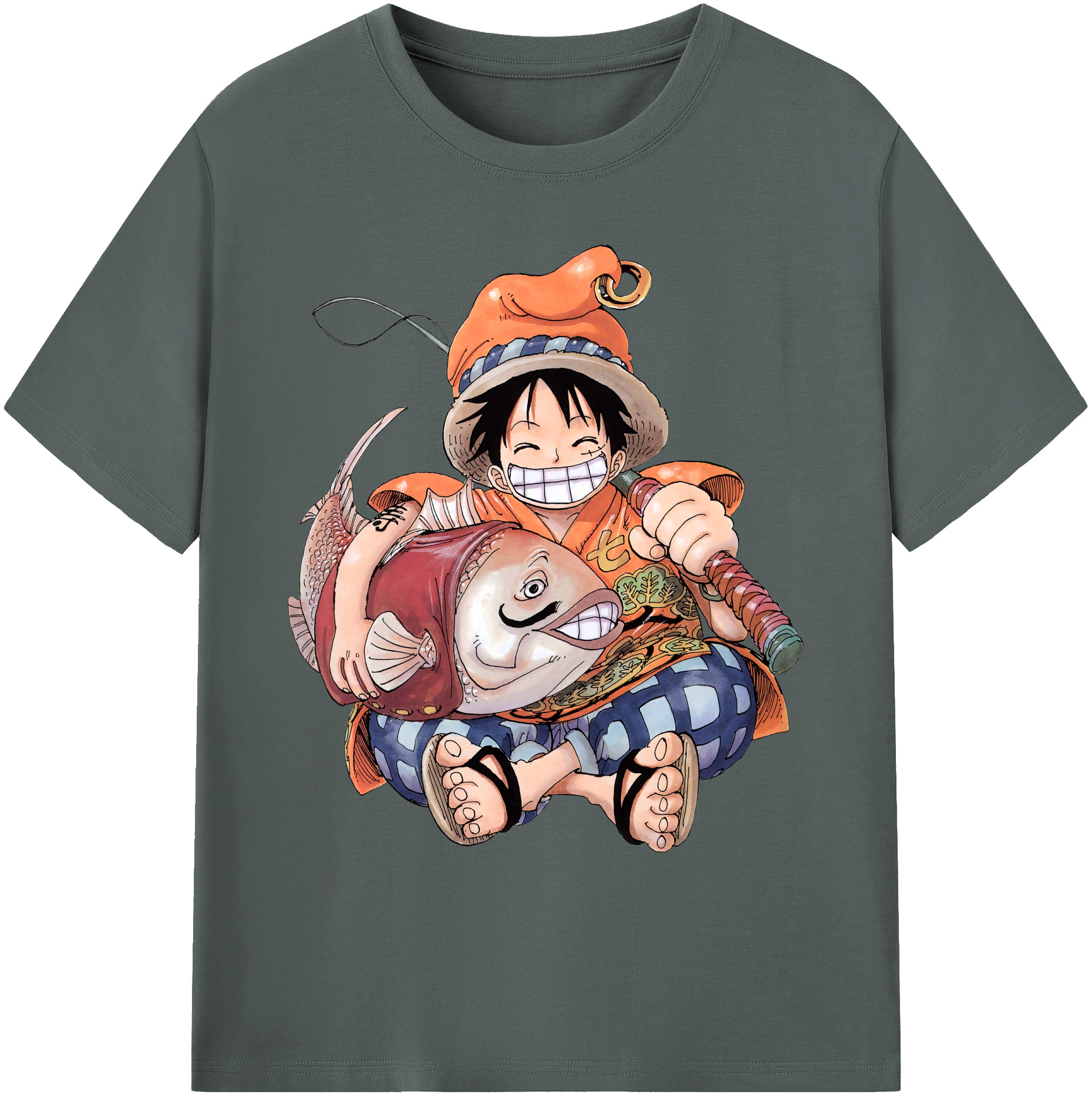 ワンピース モンキー・D・ルフィ ONE PIECE Monkey D. Luffy 綿100％ メンズ半袖Tシャツ｜肌触りやわらか＆通気性